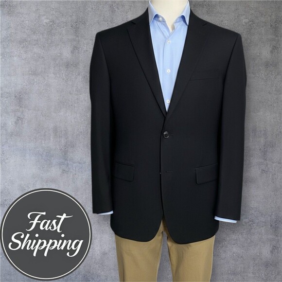 $298 MICHAEL KORS Mens Blazer 42L Sport Coat 2-Button Jacket Stretch WOOL Black
